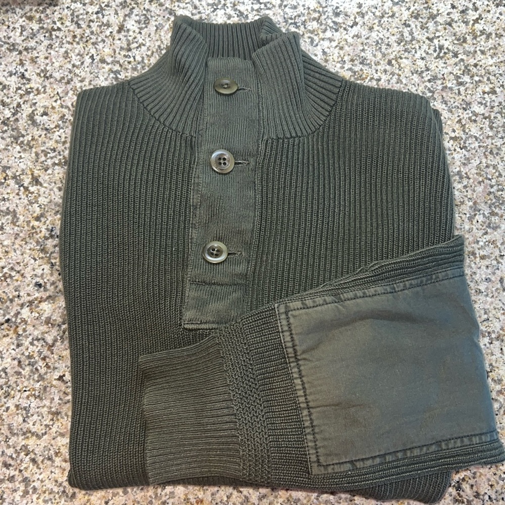 Green Polo Ralph Lauren 3 button sweater pullover